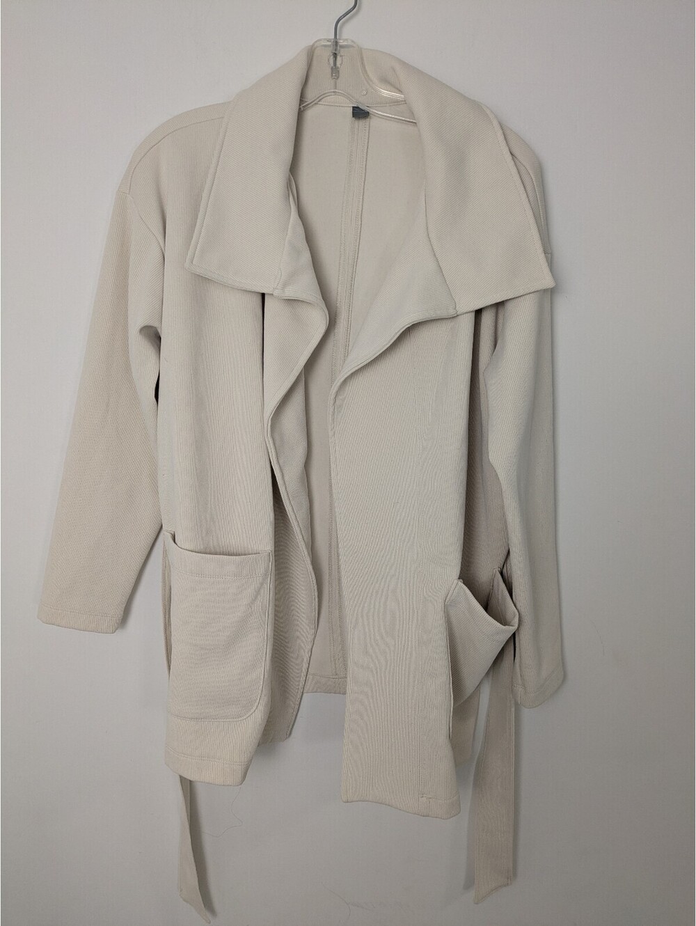 Joe Fresh Active Cream Belted Open Front Wrap Cardigan Jacket Medium